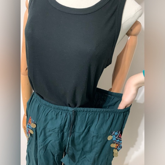 Teal / Petroleum Green Hobo Tatreez Wide Leg Pants - Picture 12 of 17